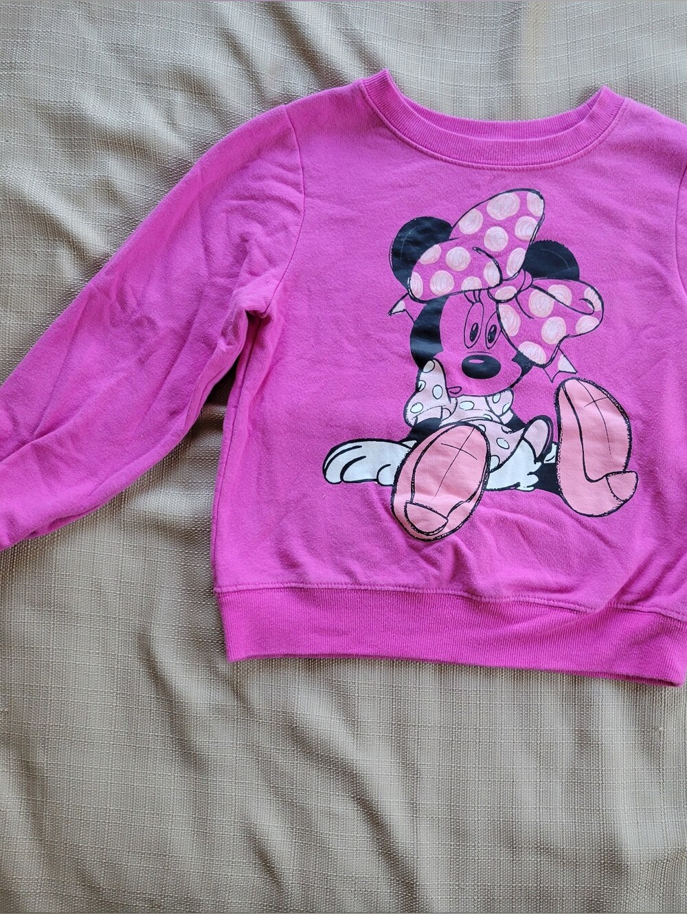 Disney Minnie Mouse Pink Crewneck Sweatshirt Kidcore Y2K Fleece Pullover